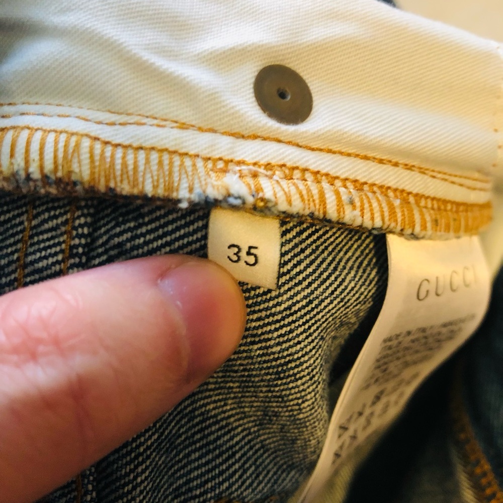 🇮🇹New Gucci Green Red Side Stripe Straight Leg Blue Jeans🇮🇹 - Picture 13 of 16